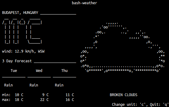 Weather report (bash-weather)